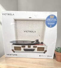 Victrola Venture Bluetooth Record Player Turntable Beige Brown Oak Vsc680sb