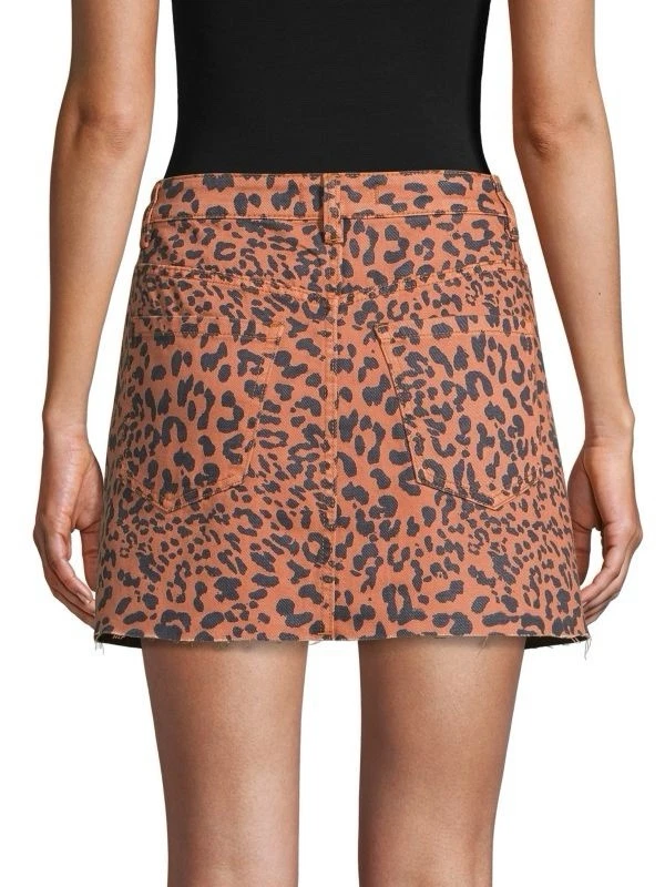 Mini-saia Free People com zíper estampada animal tamanho 26 preta marrom - Imagem 2 de 4