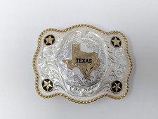 Montana Silversmiths Texas State Belt Buckle Silver Plate