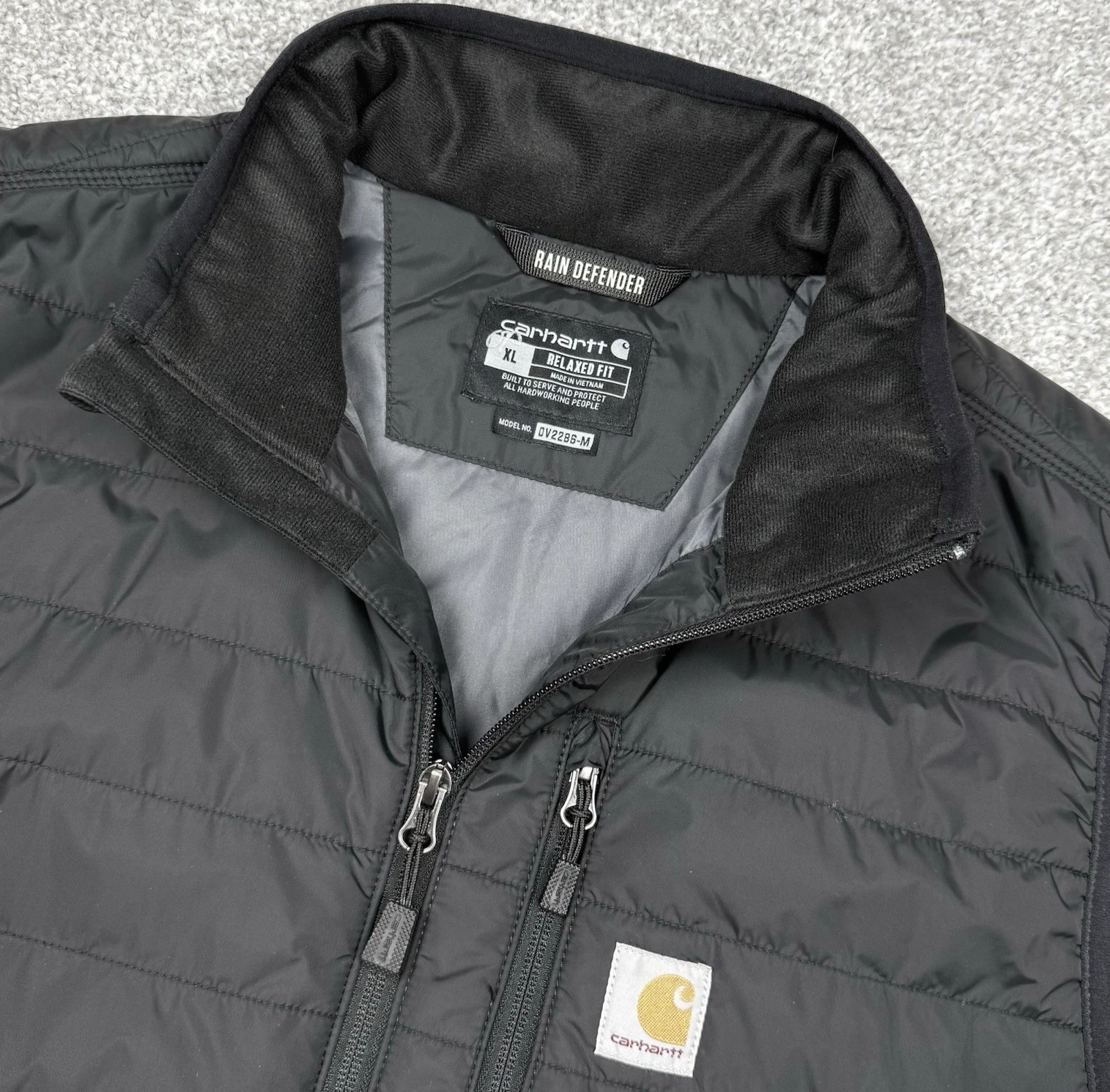 Carhartt Vest Men XL Black Rain Defender Insulated Workwear Pockets