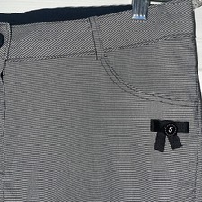 Chanel Blk Off-White Capri Pants Classic Bow CC Logo Embellishment VINTAGE Nice