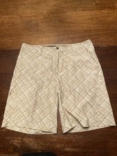 Columbia Titanium Shorts Men 38x11 Khaki Plaid Stripe Summer OmniShield
