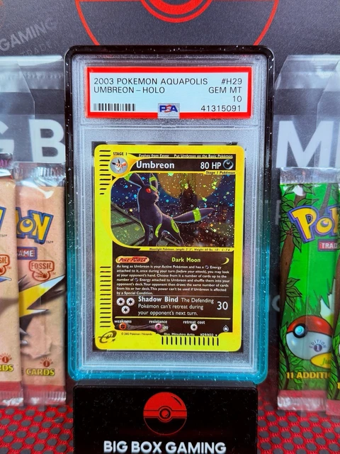 Pokemon 2003 Umbreon Aquapolis Holo #H29 PSA 10 Gem Mint Swirl 🐈⬛ 💎 - POP 91