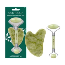 EcoTools Facial Jade Roller and Gua Sha Stone Duo, Skincare Tool, 2 Piece Set