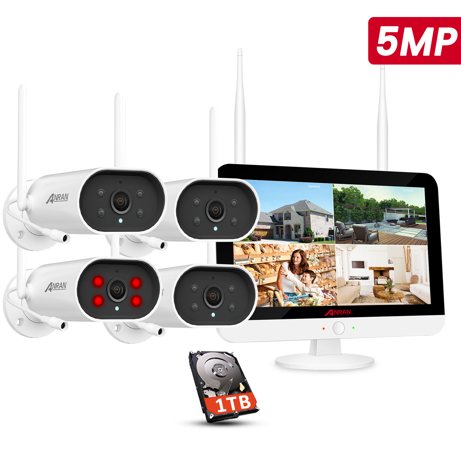 ANNKE 5MP Überwachungskamera Set - 16CH NVR Mit 12x WLAN Kameras | 4K Farbnachtsicht & 4TB HDD