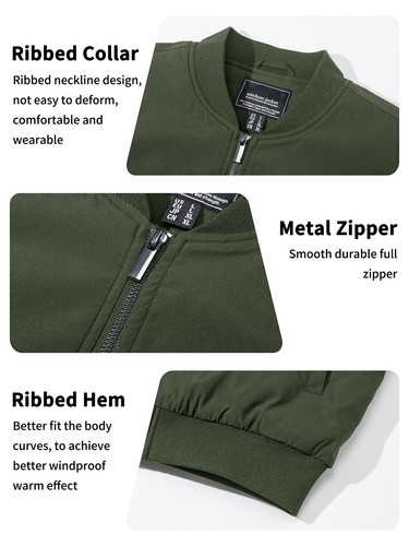 Mens Bomber Jackets Thermal Quilted Jacket Water Resistant Warm Winter Work Coat - Picture 26 of 69