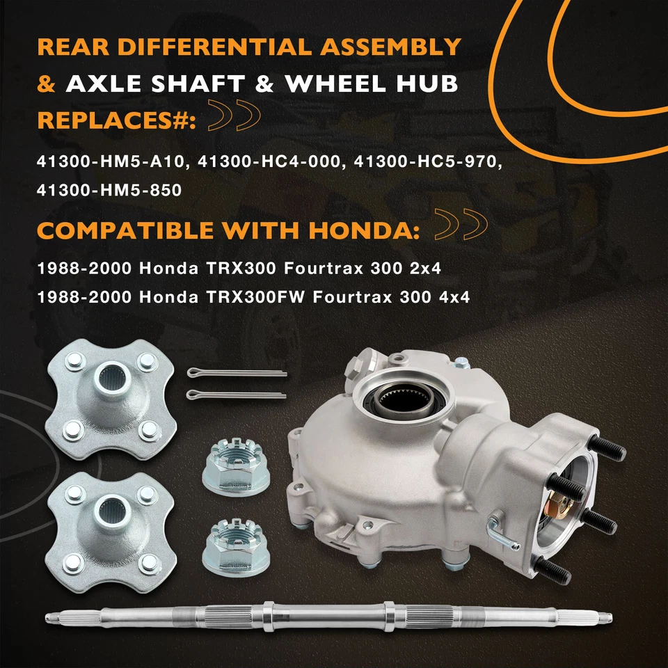 Rear Differential Axle Shaft Wheel Hub Set For 88-00 Honda TRX300FW Fourtrax 300 - Image 2 of 4