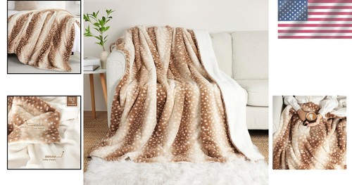 Warm and Fluffy Double-Sided Faux Fur Throw - Animal Print 60x80 Inches - Picture 2 of 11