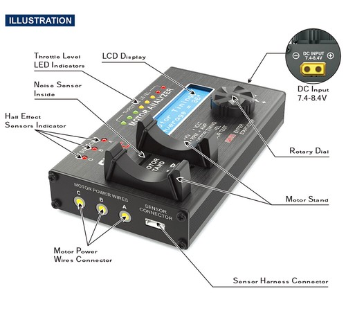 SKYRC Brushless Motor Analyzer LCD Motor Tester RPM KV Voltage Checker Motolyzer - Picture 9 of 19