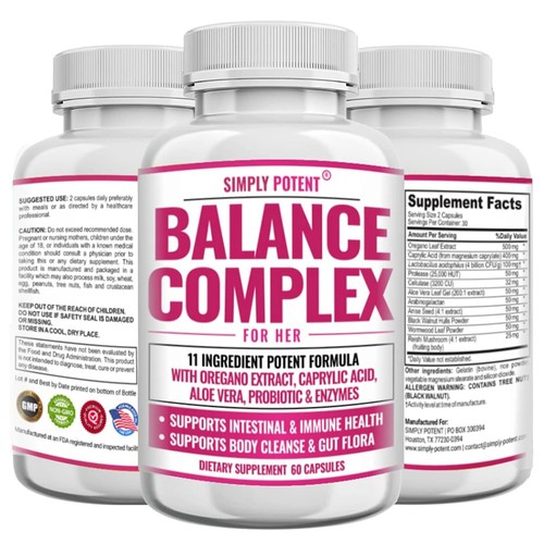 Simply Potent Balance Complex -Probiotici, Salute Vaginale Donna, Pulizia e Disintossicazione