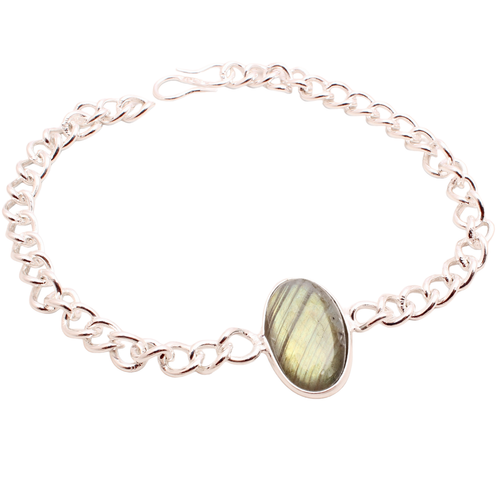 Pietra Labradorite Placcato Argento Bracciale Handmade Jewelry Regalo 7 G BR-464