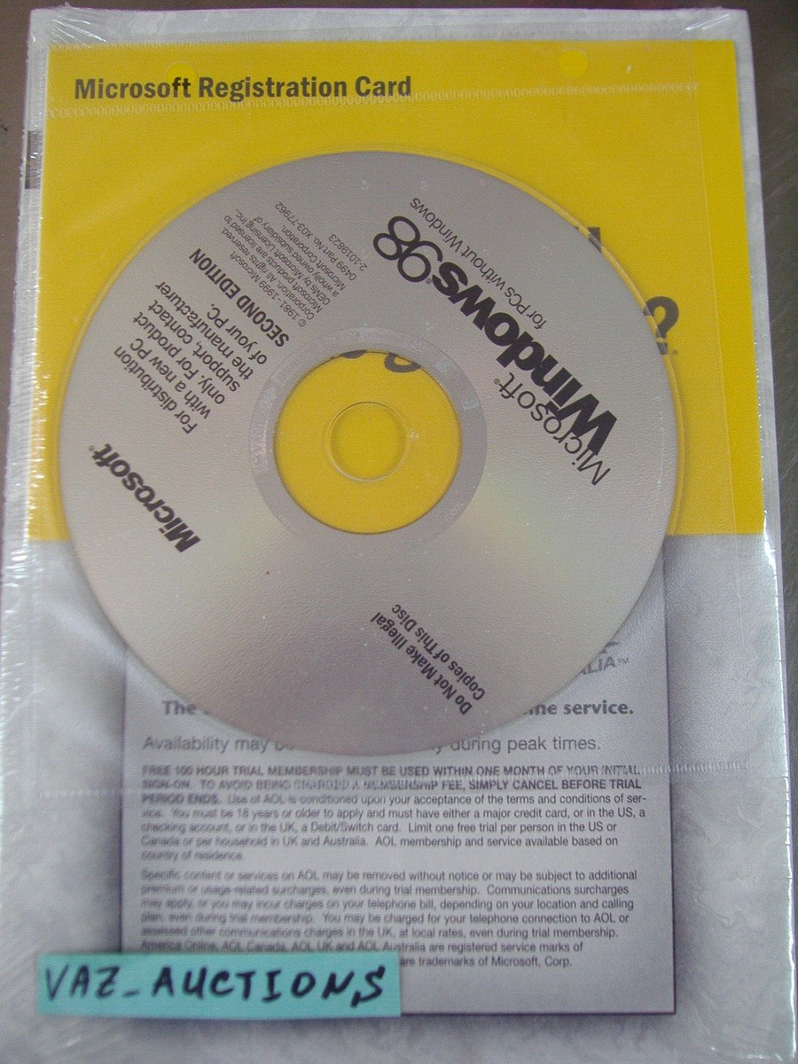 MICROSOFT WINDOWS 98 SECOND EDITION FULL OPERATING SYSTEM