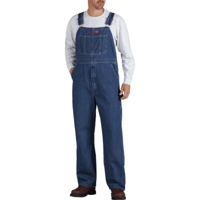 New Mens Big & Tall Blue Jean Dickies Stonewashed Indigo Bib Overalls Size 50x32