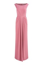 NWT Kay Unger Sansa Maxi in Heather Rose Bateau Neck Pleated Gown Dress 6 366