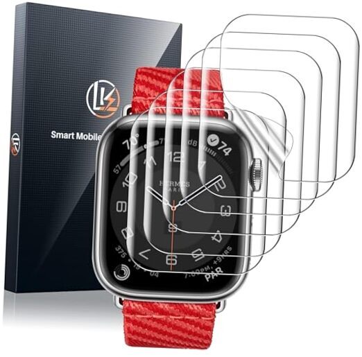 6 Pack for Apple Watch Screen Protector Series 9 8 7 [New 45mm Transparent