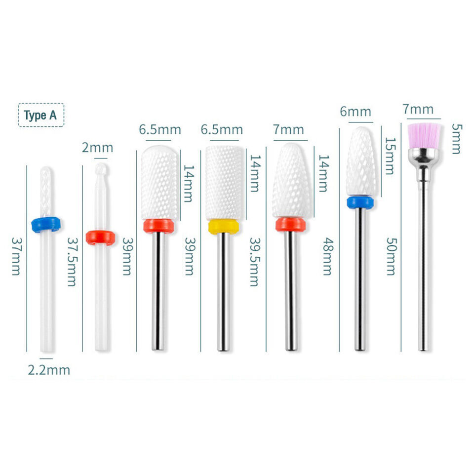 Ceramic Nail Drill Bits Set Electric File Manicure Pedicure Nail Art ...