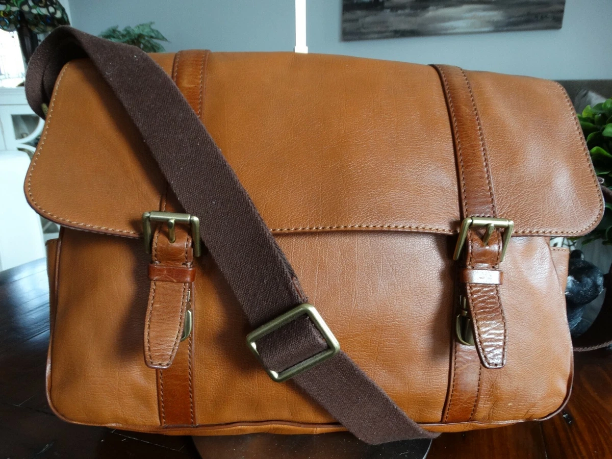 Fossil Classic Brand Tan Khaki Canvas Purse Handbag Shoulder Bag Tote  Leather | eBay