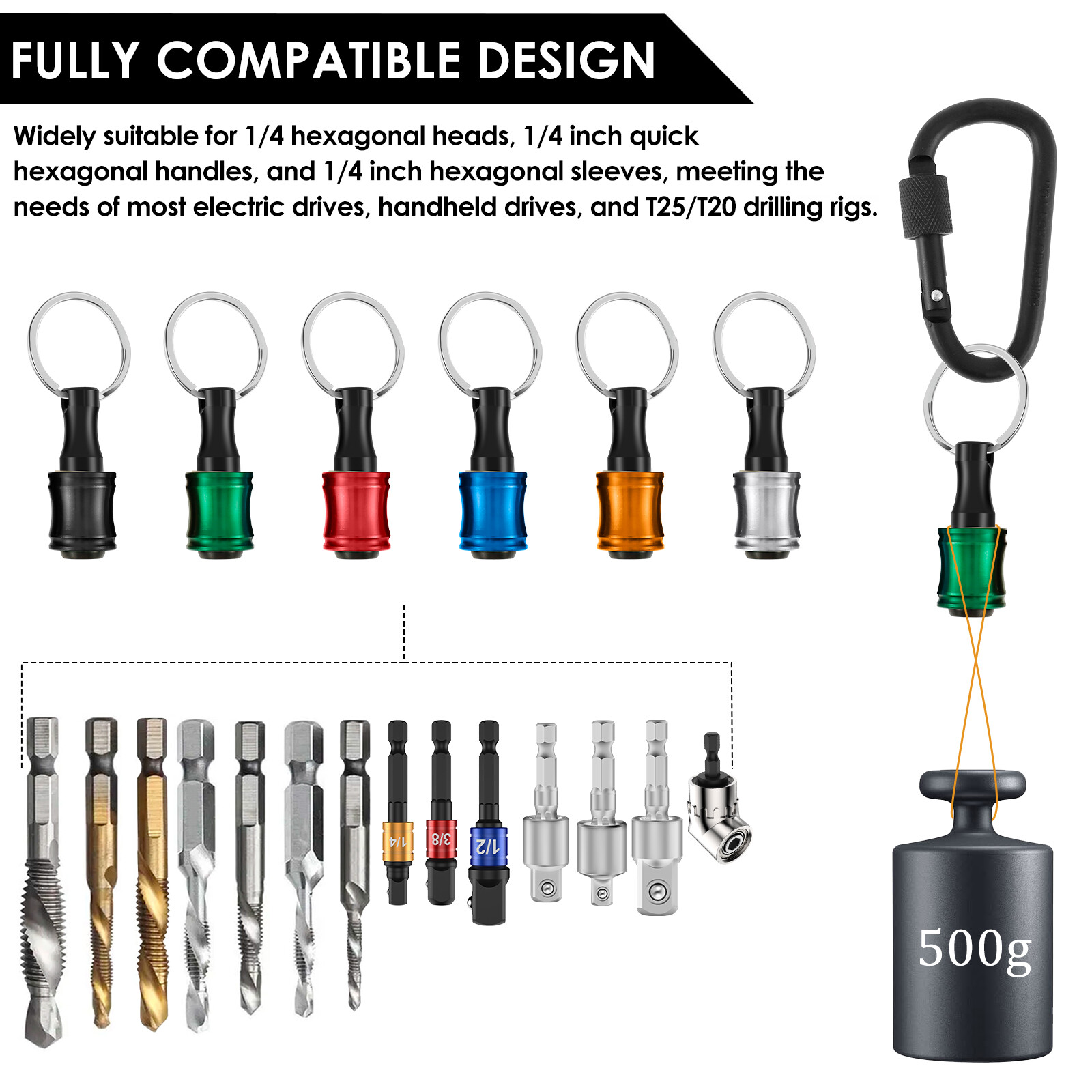 6Pcs 1/4" Hex Shank Screwdriver Bit Holder Aluminum Alloy Bit Holder Keychain ㄨ eBay