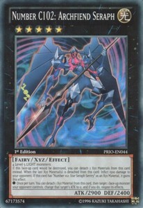 Number C102: Archfiend Seraph - PRIO-EN044 - Super Rare - 1st Edition x3 - Near