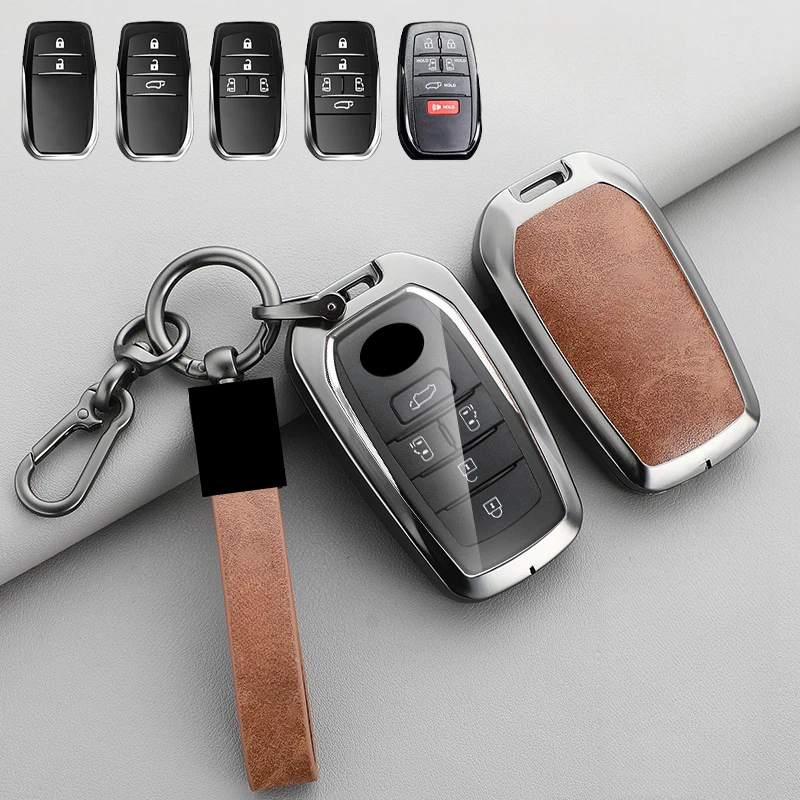 Alloy TPU Leather Car Key Case Cover For Toyota Prius Corolla Avalon Camry RAV4 - Изображение 4 из 4