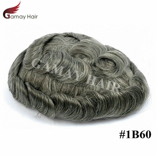Full Poly Mens Toupee All Skin Pu Hair Replacement System for Men Hand Tied Wig - Picture 36 of 87