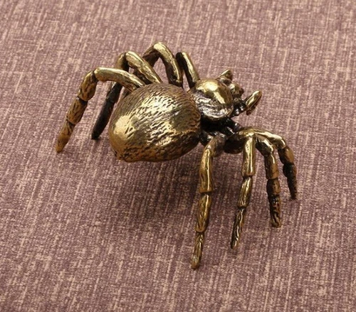 Messing Spinne Tier Statue kleine Skulptur Tischplatte Statue Wohndeko Geschenk- - Bild 9 von 10
