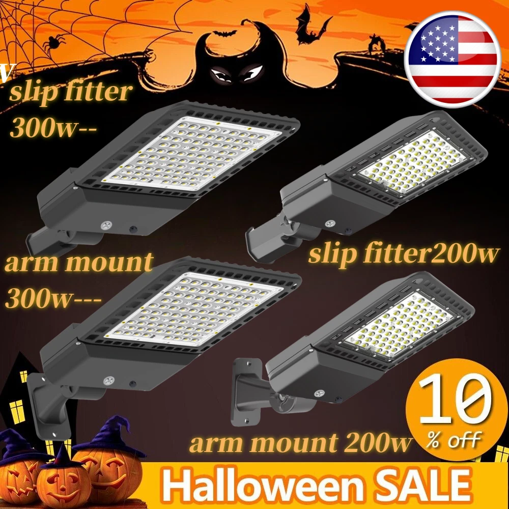 300W 200W LED Parking Lot Light Dust to Dawn with Photocell, LED Shoebox Lights