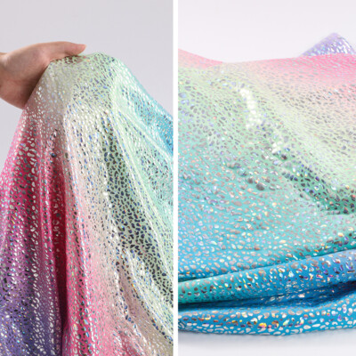 1*1.5M Gradient Laser Fabric Children's Stage Costumes Clothing DIY Material.