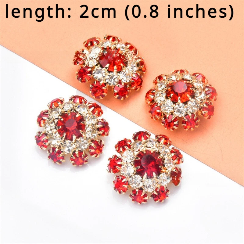 10X Rhinestone Crystal Buttons Glitter Flower Craft for Shoes Overcoat Decor DIY - Image 3 of 4