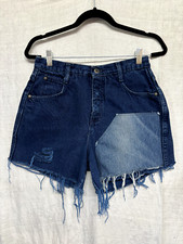 Vintage Bonjour Cutoff Patched Denim Jean Shorts