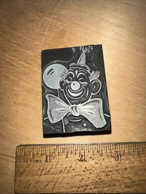 Print Block   Happy Clown with Large Bow tie   Nice Image!