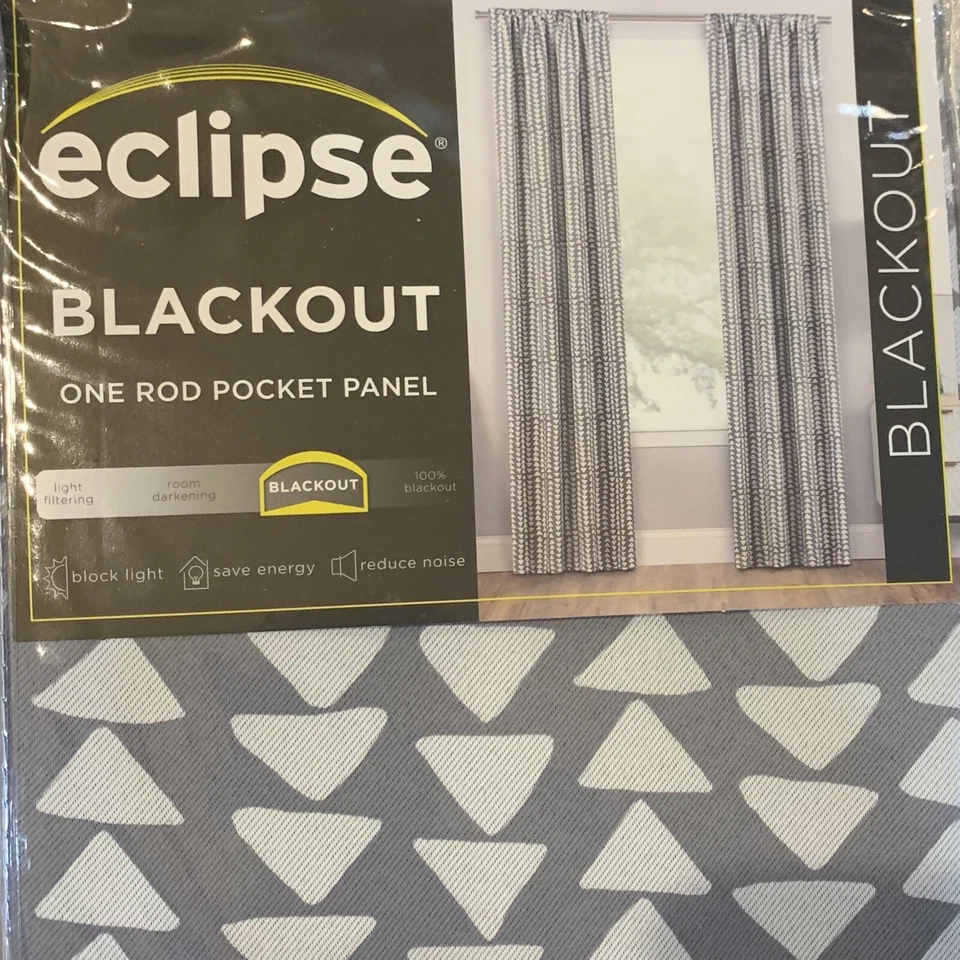 Eclipse Naya Blackout Window Rod Pocket Curtain 37x95 in. Grey One Panel New - Image 3 of 4