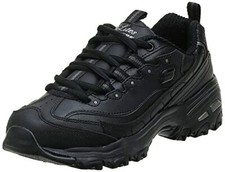 Skechers Sport womens D'LITES FRESH START Memory Foam Lace-up Sneaker,Black Silv
