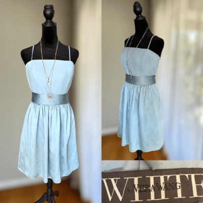 White by Vera Wang Short Strapless Bridesmaid Dress with Belt Mist Size 12