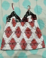 Cotton On Body Women Size L Black Lace Sleepwear Tank Top Singlet Satin Feel Euc