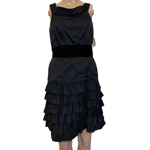 Black Silk + Tulle Frill Skirt THREAD SOCIAL Fitted Bodice Cocktail Dress 6  NWT | eBay