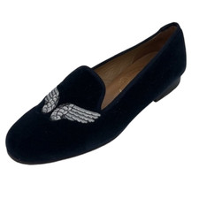 Stubbs and Wooton Silver Wing Navy Slippers Size 7.5 Navy