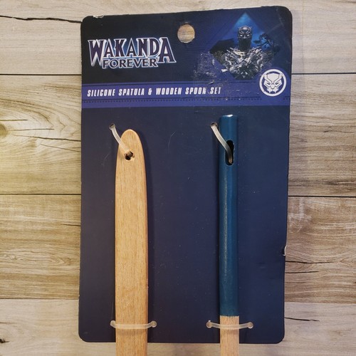 Marvel Black Panther Wooden Silicone Spatula Spoon Set Wakanda Forever - Picture 2 of 5