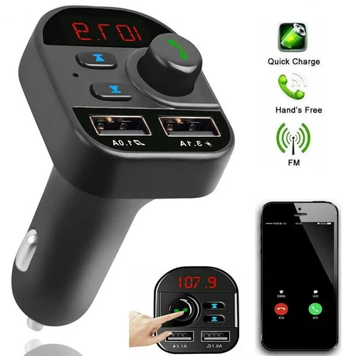 Bluetooth FM Transmitter Wireless Adapter MP3 Radio Car 2-Port USB Charger - Picture 2 of 24