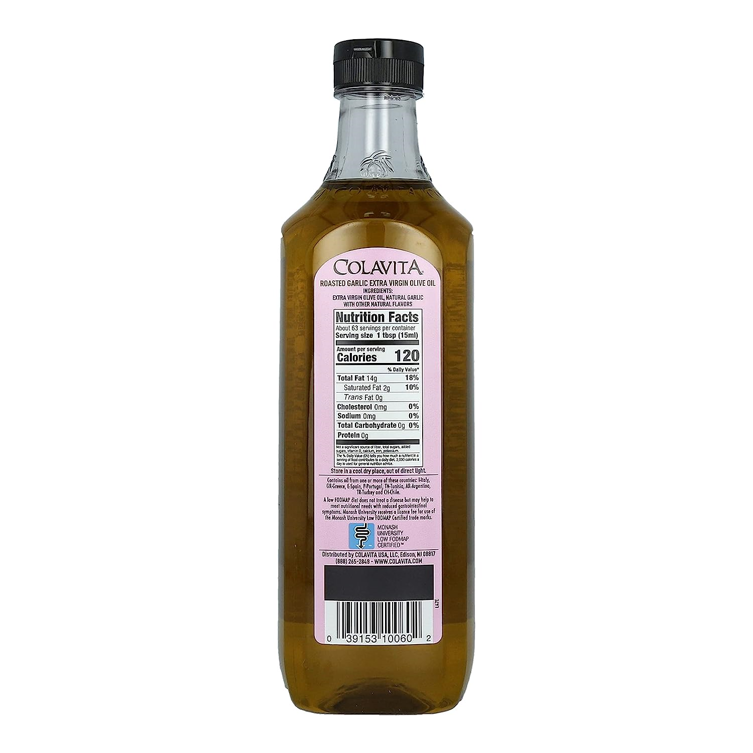 Colavita Roasted Garlic Extra Virgin Olive Oil, Low FODMAP, 32 Fl Oz