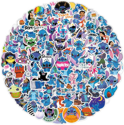 100 Pcs Multicolor Cartoon Stitch Stickers, Vinyl Waterproof Sticker Set for Wat