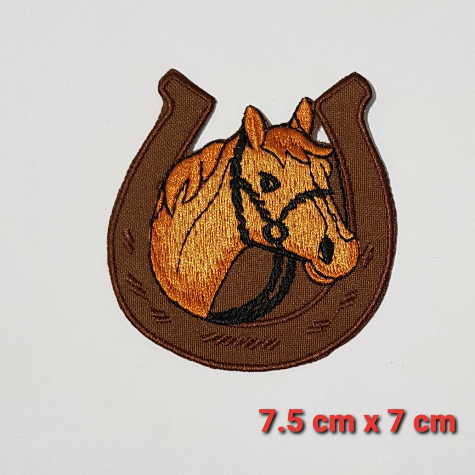 Horseshoe Patch Iron Sew On Clothes Jacket Pony Horse Riding Embroidered Badge