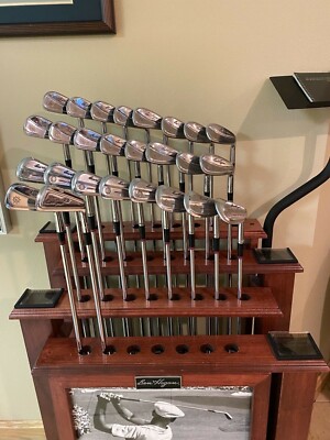 RARE Collectors Ben Hogan Display Stand w 3 sets of Hogan Irons