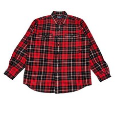 VTG Polo Ralph Lauren Flannel Button Up Shirt Men's M Plaid Heavy Cotton Cottage