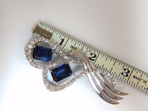 25ct Cobalt Blue Lab Sapphire Diamonds Brooch pin Platinum+ - Picture 6 of 6