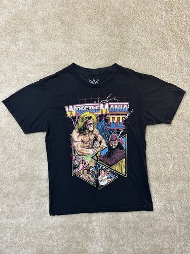 WWE Tee Shirt Mens Small Black WrestleMania 6 Ultimate Warrior Macho Man