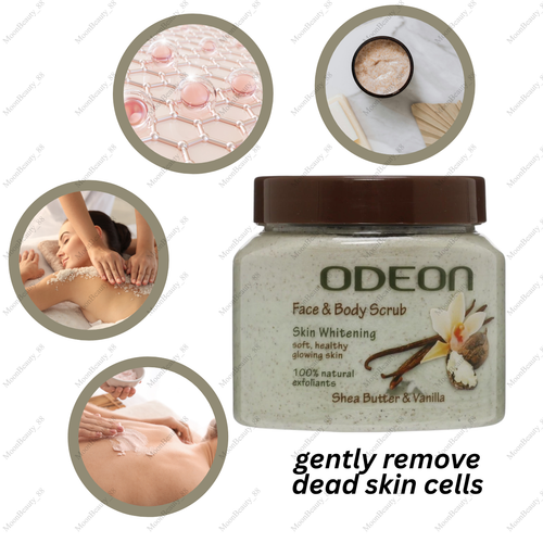 2 x ODEON Shea Butter & Vanilla Face and Body Scrub Skin Whitening 300ml - Picture 4 of 6