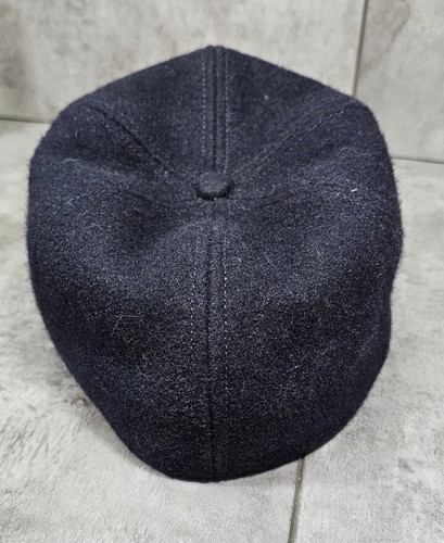 Vintage Polyester Wool Cap Winter Cap Navy Mens Medium Hat Made In USA - Picture 2 of 5
