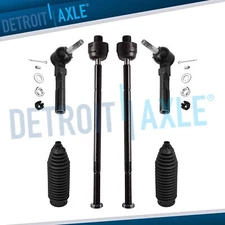Inner & Outer Tie Rod End w/Steering Rack Boots for Chevy Buick Pontiac Saturn