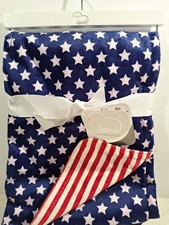 NEW 'Born Loved' Patriotic Baby Blanket Polyester American Flag 30x40
